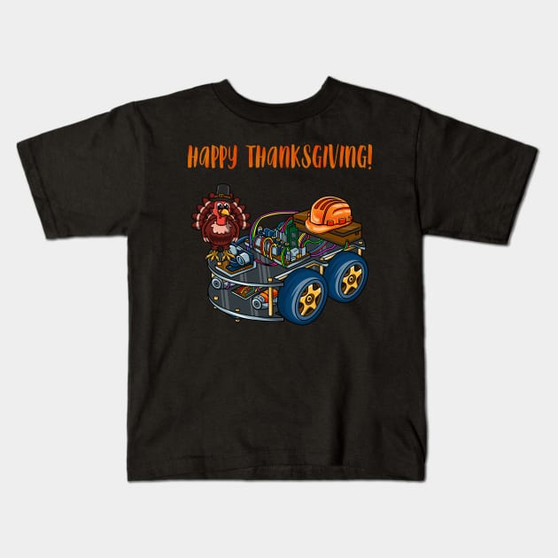 Robot Car #1 Thanksgiving Edition Kids T-Shirt by Merch By Engineer